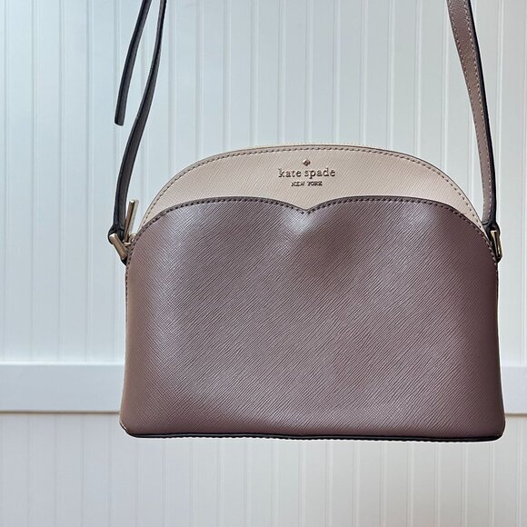 Kate‎ Spade Crossbody Purse Small Neutral Half Moon Zipper Pocket Formal Preppy - Picture 8 of 11